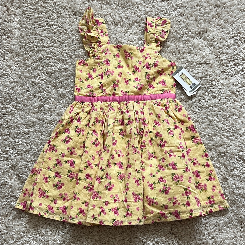 Zunie Yellow Dress with Pink Floral Design